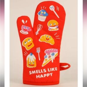 NWT Smells Like Happy Bright Red Oven Mitt by Blue Q - Great Gift Idea! 🥐🥮🍪